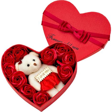 Boîte Cadeau Roses En Savon Forme Coeur Décoration Mariage Anniversaire Saint Valentin 1 Pièce (1/5)