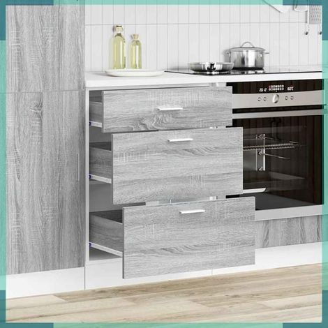 Meuble bas de cuisine - Lyon - Gris Sonoma - Bois d'ingénierie - Pieds réglables (1/5)