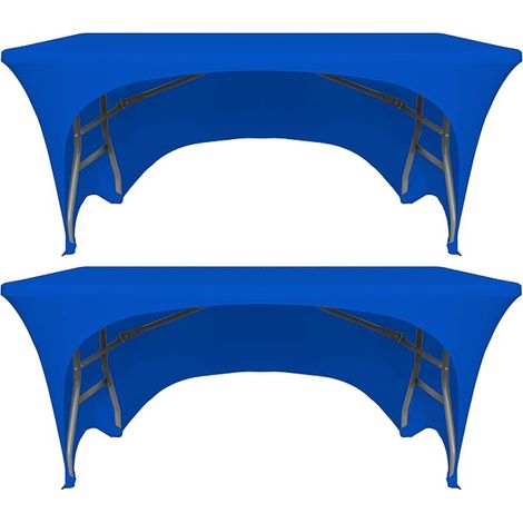 Elastic Fitted Tablecloth for Rectangular Tables with Open Back Washable Folding Table Blue Banquet Wedding (1/5)