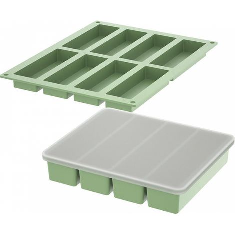 Moules à glaçons en silicone vert armée (couleur armée) - Forme rectangulaire - Convient pour les cocktails et les boissons (1/5)