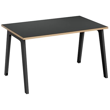 Bureau droit Exprim carbone chant chêne clair L 120 cm avec goulotte - Maxiburo (1/5)