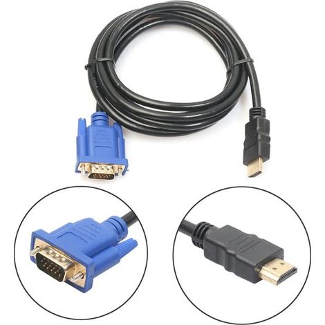 Cable de carga HDMI a VGA de alta definición de alta calidad, conector macho, interfaz D-Sub 1080P, 1,8 metros. (1/5)