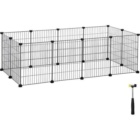 Enclos modulable pour petits animaux intérieur 143 x 73 x 46 cm espace sécurisé personnalisable moderne en métal noir (1/5)