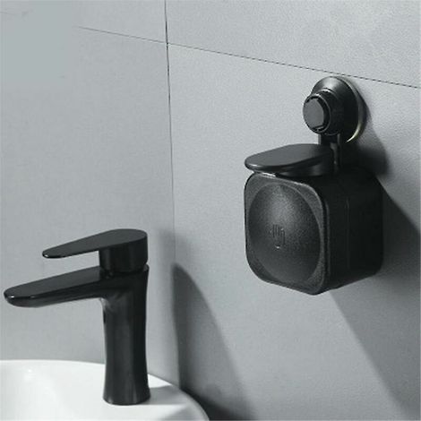 royaluxe - Distributeur de savon manuel de salle de bain boîte de rangement de savon liquide sous vide mural avec ventouse noir