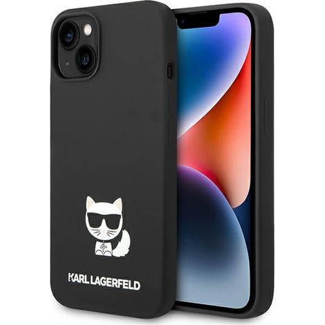 Funda rígida Karl Lagerfeld KLHCP14MSLCTBK para iPhone 14 Plus / 15 Plus de 6,7 pulgadas, color negro/negro, de silicona Choupette. (1/5)