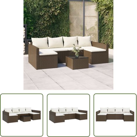 The Living Store 2-tlg. Garten-Lounge-Set mit Kissen Braun Poly Rattan - Gartengeräte - Loungemöbel - Gartenloungeset - Rattan Möbel - Außenmöbeln (1/5)