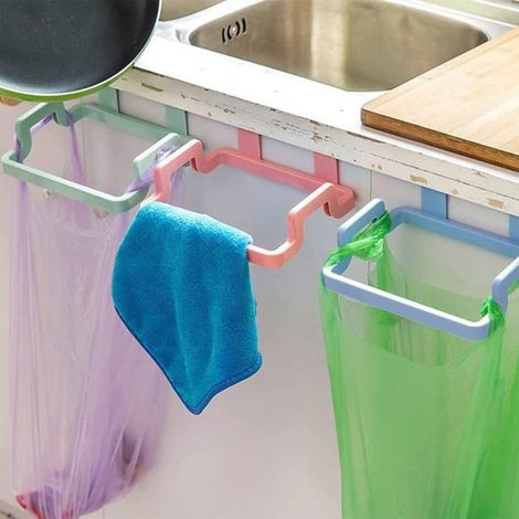 4Pcs Porte d'armoire Porte-Sac Ordures,Suspendu Un Support de Cuisine Poubelle Support Sac Poubelle Etagère de Rangement Porte (1/4)
