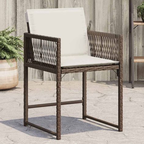 Gartenstühle mit Kissen 4 Stk. Braun Poly Rattan (1/5)