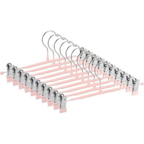 Cintres fins pour pantalons, antidérapants avec clips réglables, cintres peu encombrants pour vêtements, jupes, jeans, manteaux (rose, 10) (1/5)