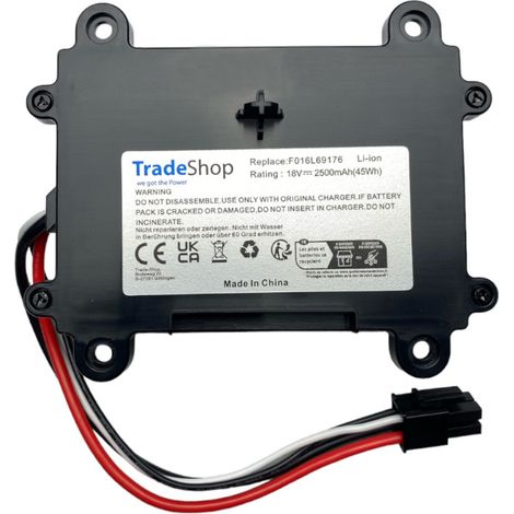 Trade-Shop Li-Ion Akku 18V / 2500mAh / 45Wh für viele Bosch Indego Rasenmäher Mähroboter ersetzt F 016 104 898, F016104898, F016L69176, 5INR19/66 (1/2)