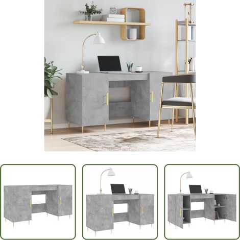vidaXL Schreibtisch für Schlafzimmer - Schreibtisch Betongrau 140x50x75 cm Holzwerkstoff (1/5)