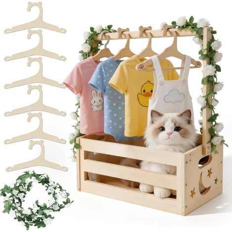 Cintres en bois pour bébés, boîte de fête pour bébé avec poignée, cintres pour enfants et guirlande - boîte de rangement décorative en bambou polyvalente, panier cadeau pour fête de bébé pour les (1/5)