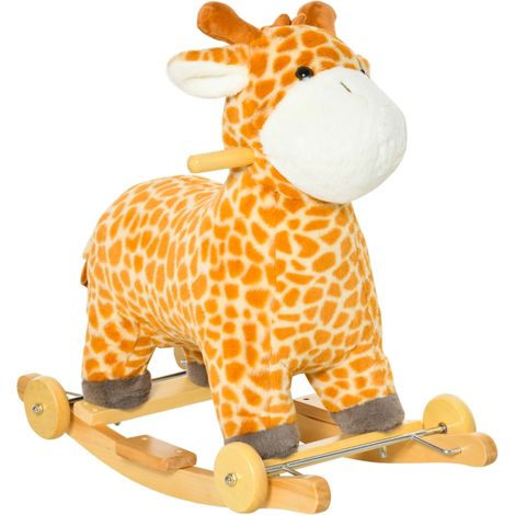 Girafe à bascule 2 en 1 avec effets sonores, roues, poignées, peluche à bascule pour bébé, siège balançoire pour enfants de 3 à 6 ans (1/5)