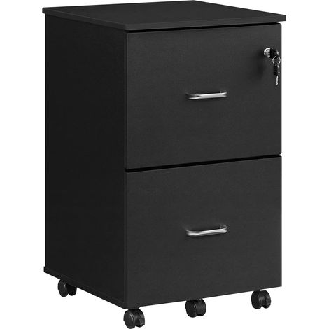 Vasagle – Caisson de bureau mobile avec serrure et 2 tiroirs – Panneau MDF E1 – Dimensions 43x45x72cm – Capacité 50kg – LCD27BKV1