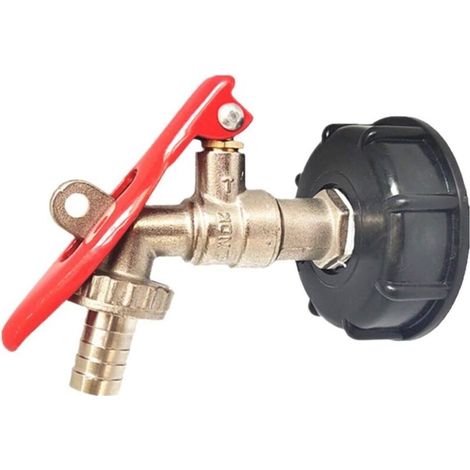 Adapter for IBC tank, S60X6. Lockable drain adapter for IBC tank with tap and 1/2 inch hose. (1/5)