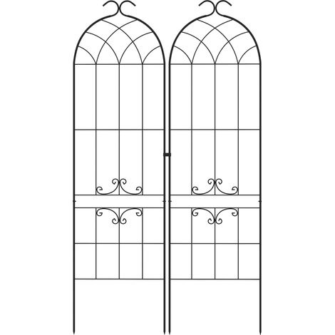 Set mit 2 schwarzen Metallspalieren für Kletterpflanzen, 50 cm lang x 181 cm hoch, Gartenstütze