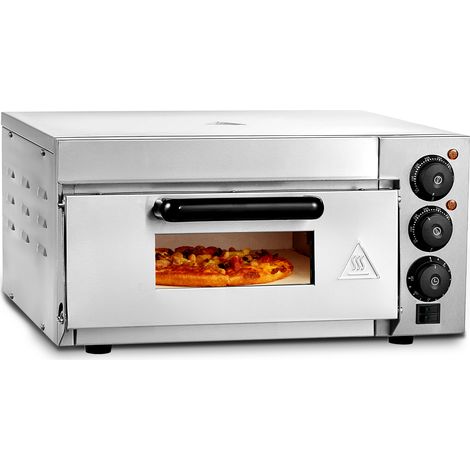 Mophorn Kommerzieller Pizzaofen für die Arbeitsplatte, 14 Zoll, Einzeldeck, Edelstahl, mit Stein und Griff, vielseitig einsetzbar zum Backen im Innenbereich.