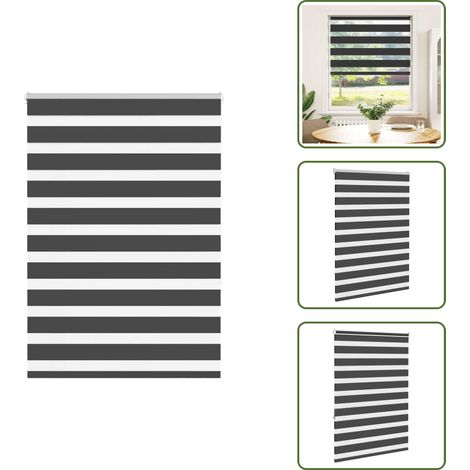 Store zèbre noir 110x150 cm largeur du tissu 105,9 cm polyester - Store Zébré - Stores Zébrés - Store À Enrouleur Zébré - Double Store À Enrouleur (1/5)