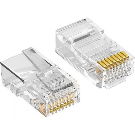 100 PEZZI PLUG RJ 45 X CAVO CAT 5e CONNETTORI RETE ETHERNET SPINOTTI LAN 8 PIN