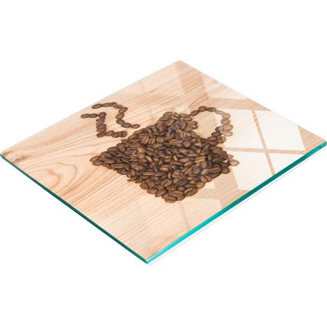 Dekoratives Küchenschneidebrett aus Glas, Kaffeebohnenbecher, 60 x 52 cm (1/5)