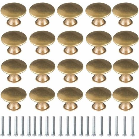 Bouton de Porte Laiton 20 Pièces Vintage Laiton Poignées Boutons de Meuble Boutons Porte de Tiroir Poignée de Meuble Bouton de Meuble Vintage pour Tiroir Armoire Meuble Cuisine de Placard