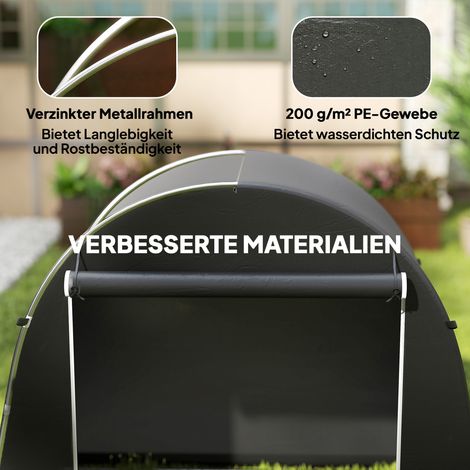 Abri extérieur pliable, garage à vélo avec rideau zippé, armature en acier, espace de stockage multi-usages, toile imperméable, gris anthracite
