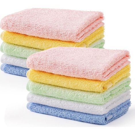 10 Pièces Serviettes de Bébé Serviettes de Main Fibre de Bambou Facial Lingettes 25 25 Cm Enfants Serviettes Multicolor Serviettes de bain Serviettes de cuisine (1/5)