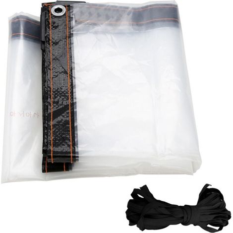 Bâche Imperméable Transparente avec Oeillets 3x2M Matériau PVC Pliable D'extérieur Étanche, Indéchirable et Coupe-Vent Bâche (1/4)