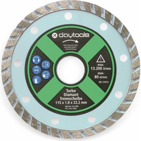 DAYTOOLS Disque à tronçonner diamanté avec bord turbo, 115 mm (1/2)