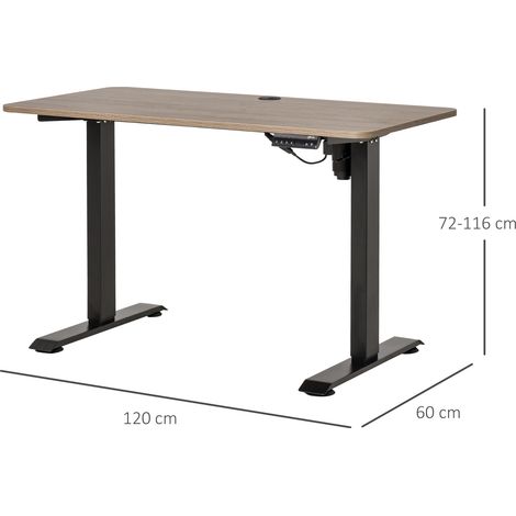 Bureau assis-debout 120 x 60 x 72-116 cm, hauteur réglable par macro, avec 4 touches de mémorisation automatiques, pour bureau ou domicile, noir. (1/5)
