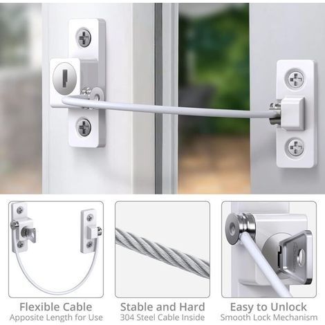 4-teiliges Tür- und Fenstersicherungskabel mit Schlüssel für UPVC (1/3)
