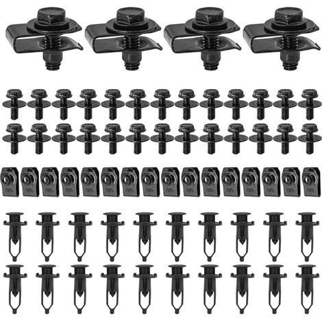 Convient pour 70 boulons de protection anti-éclaboussures de capot moteur, clips de pare-chocs universels