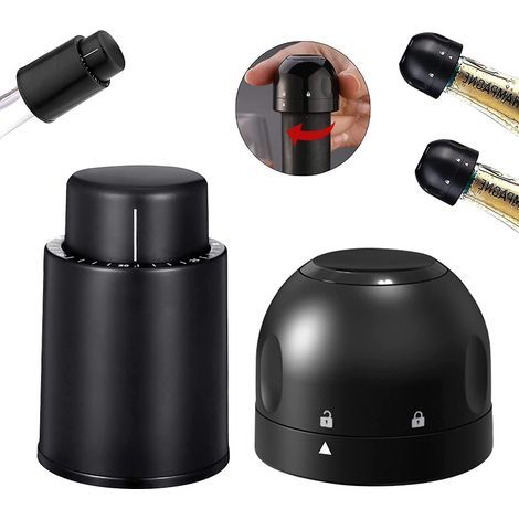 4 Pices Bouchon De Vin Sous Vide Bouchon De Champagne 2 En 1 Bouchon Bouteille Vin Rutilisable Avec Echelle De Temps Wine Saver Stopper Gardez Le (1/5)