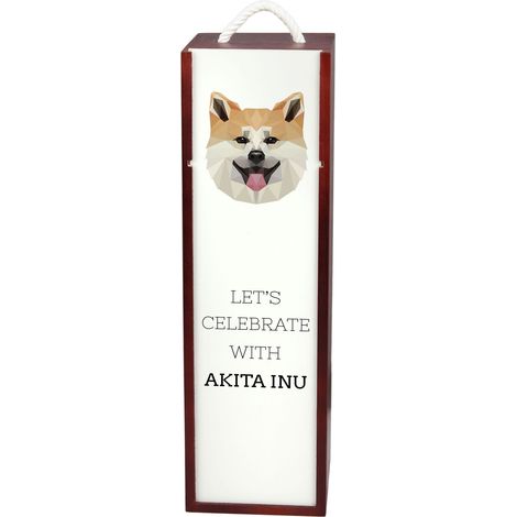 Akita, Akita Inu - caja de vino geométrica con foto e inscripción de Art-Dog (1/5)