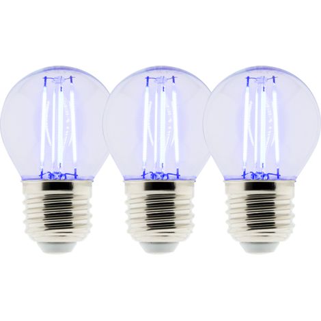 Pack de 3 ampoule LED Déco filament bleu 3W E27 Sphérique (1/2)