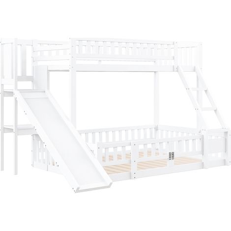 Letto a castello per bambini 140 x 200 cm con scivolo, scala, contenitori e barriera (1/5)
