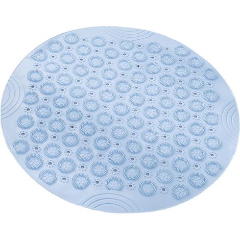 PVC Tapis de Bain de Massage Rond Tapis Douche Antidérapant Tapis de Salle de Bain Tapis de Douche Lavable en Machine Tapis de Baignoire avec Trous de Drainage et Ventouses,30x30cm,Bleu (1/5)
