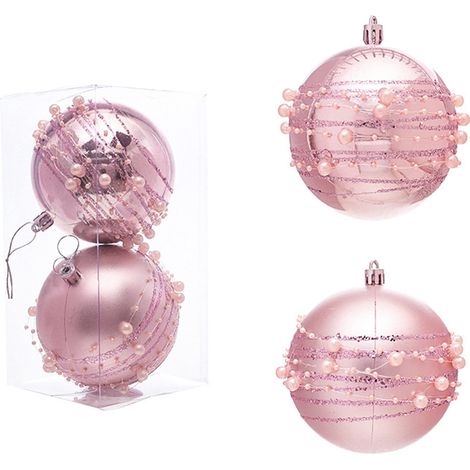 Boule De Décoration De Noël - En Plastique Brillant À Paillettes - Pour Arbre Sapin Guirlande Couronne Cheminée Fenêtre - 2 Pièces (1/5)