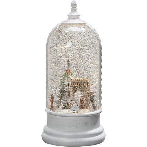 Konstsmide Decorazioni natalizie a LED con neve, scena londinese e funzione rotante, per interni, timer da 5 ore, funzionamento a batteria: 3 x C 1,5 V (escl.)/lanterna natalizia 1 diodi bianchi caldi (1/4)