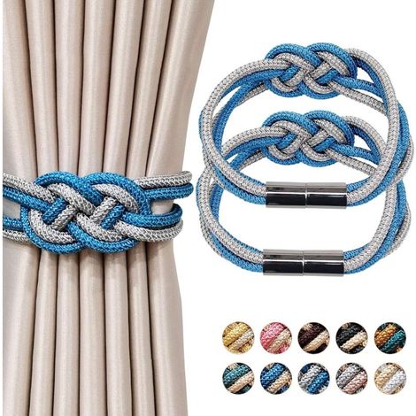 Lot de 2 embrasses magnétiques robustes pour rideaux, en corde décorative tissée à la main (1/5)