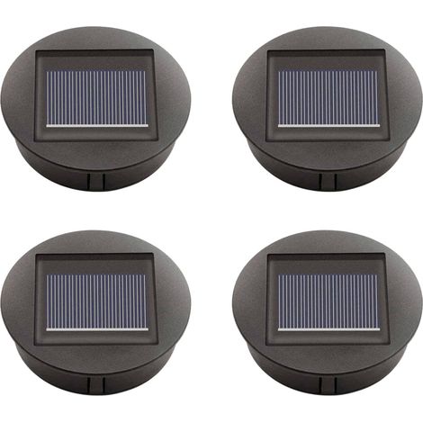 Replacement Solar Light Top - LED Bulb Integrated - IP44 Rated - For Outdoor Lanterns Glass Jars Mosaic Balls - 4 Pieces