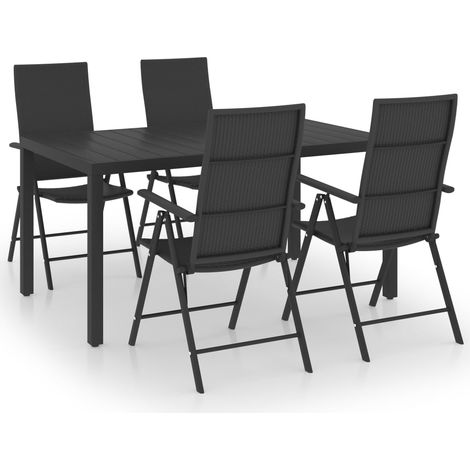 Maison Exclusive - 5-tlg. Garten-Essgruppe Schwarz