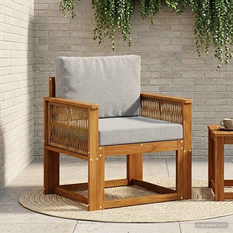 vidaXL Sofá intermedio de exterior Madera de Acacia Sólida Natural (1/5)