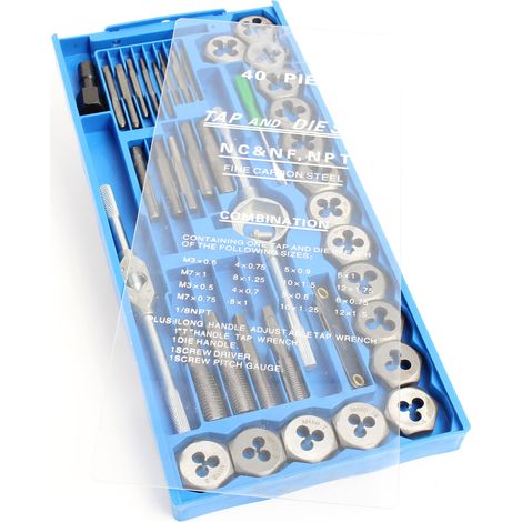 XPOtool Juego de herramientas para roscar 40 piezas M3-M12 terrajas y machos rosca hembra macho