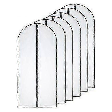Lot de 6 housses à vêtements antimites, 60 x 140 cm, noires, respirantes, transparentes, fermeture éclair intégrale, idéales pour les vêtements d'hiver longs (Édition 527). (1/4)