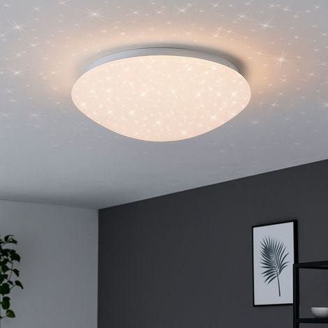 Plafoniera LED effetto stella Plafoniera da bagno IP44 Plafoniera da bagno dimmerabile tramite interruttore CCT, bianco metallo, 18W 1600Lm bianco neutro caldo, DxH 38,5x10 cm (1/5)