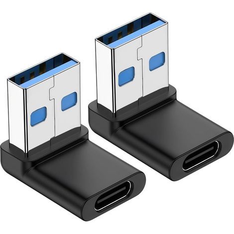 Confezione da 2 adattatori angolati a 90 gradi da USB-C a USB 3.0, adattatore OTG da USB-C femmina a USB-A maschio, trasferimento dati a 5 Gbps per PC, laptop, tablet, smartphone (1/5)