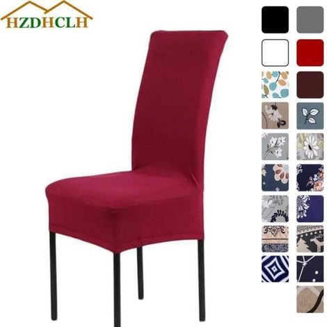 Housse de chaise 6 pièces extensible pour Salle à Manger décor facile à nettoyer et durable Bordeaux COSKF20220 (1/4)
