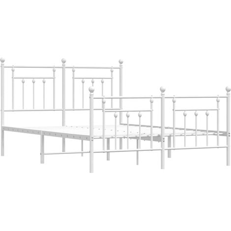 vidaXL Cadre de lit métal sans matelas et pied de lit blanc 140x200 cm (1/5)