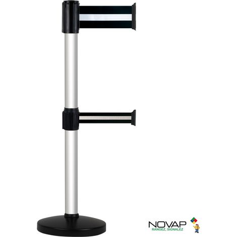 Poteau Alu anodisé à double sangle Noir/Argent 3m x 100 & 50mm sur socle portable - 2900065 (1/4)